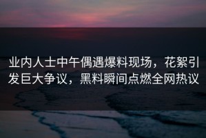 业内人士中午偶遇爆料现场，花絮引发巨大争议，黑料瞬间点燃全网热议