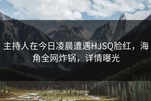 主持人在今日凌晨遭遇HJSQ脸红，海角全网炸锅，详情曝光