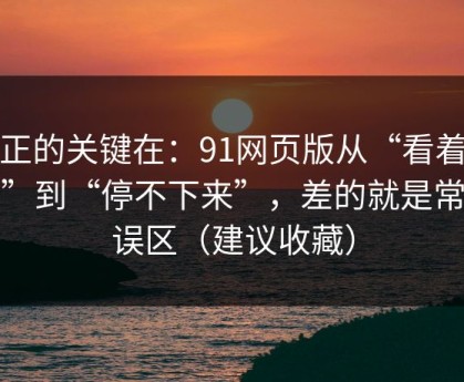 真正的关键在：91网页版从“看着舒服”到“停不下来”，差的就是常见误区（建议收藏）