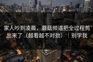 家人吵到凌晨，蘑菇频道把全过程剪出来了（越看越不对劲）｜别学我