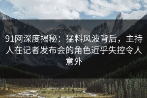 91网深度揭秘：猛料风波背后，主持人在记者发布会的角色近乎失控令人意外