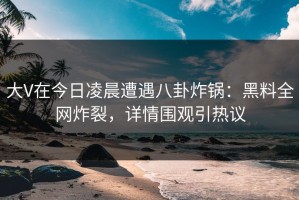 大V在今日凌晨遭遇八卦炸锅：黑料全网炸裂，详情围观引热议