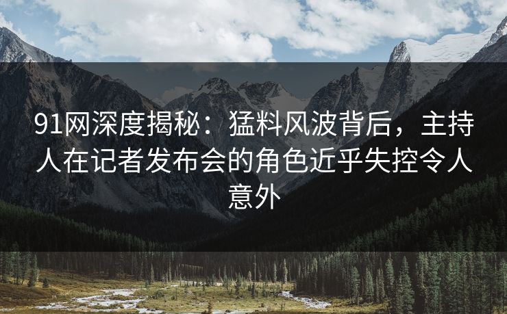 91网深度揭秘：猛料风波背后，主持人在记者发布会的角色近乎失控令人意外