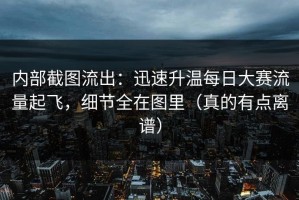 内部截图流出：迅速升温每日大赛流量起飞，细节全在图里（真的有点离谱）